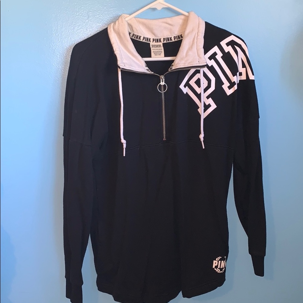 Black 1/4 zip PINK pullover